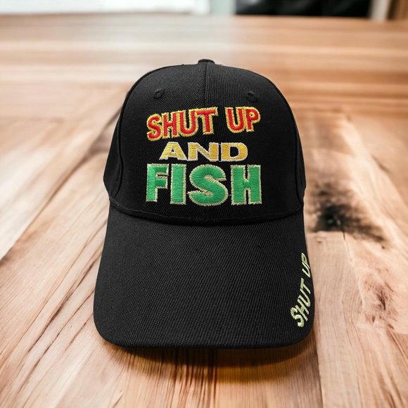 Embroidered Hat | Adjustable Sports Shut up and Fish Hat | Fishing Unisex Cap - Picture 1 of 3